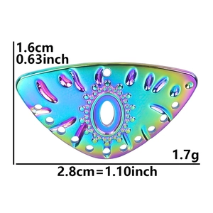 Rainbow metal evil eye jewelry charm with dimension details of 1.6cm by 2.8cm
