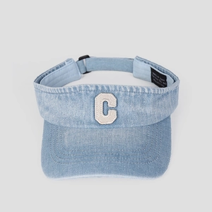Sun Visor Hat Washed Denim Cotton Topless Cap Letter C Embroidery Adjustable Retro Casual Sporty For Women Men