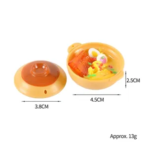Miniature seafood ramen food model kit with yellow bowl for dollhouse decor, 4.5cm diameter