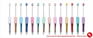 Set of 14 colorful DIY beaded pens with UV plating finish and shimmering gradient texture