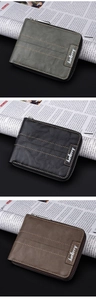 Detailed comparison of olive green, black, and brown leather wallets with RFID protection