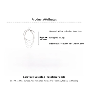 Vue détaillée du collier de perles multicouches avec dimensions et matériaux de qualité