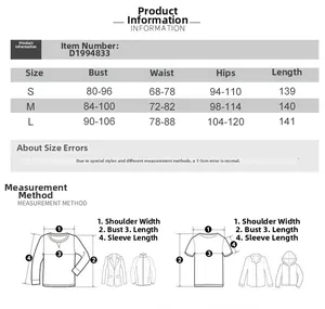 Detailed size guide table for slim fit off-shoulder evening dress featuring S M L dimensions