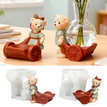 DIY silicone mold for bear cart ornaments, desktop storage and flower vase base
