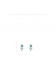 Detail view of round cubic zirconia tassel earrings showing copper and stone measurements