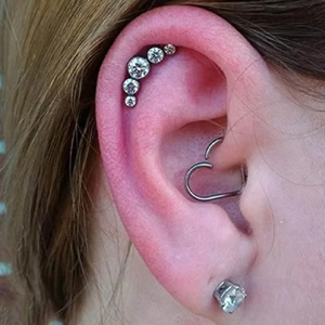 G23 titanium crown heart lip stud and silver helix jewelry set for ear piercing