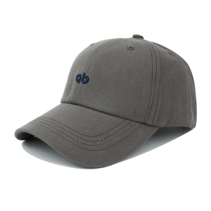 Dark grey cotton baseball cap with blue 9b embroidery and classic 6-panel design
