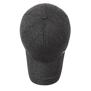 Dark grey winter baseball cap for men featuring warm fabric and ear protection