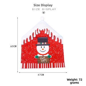 Detailed size display of a snowman Christmas chair cover with Warm Wishes sign