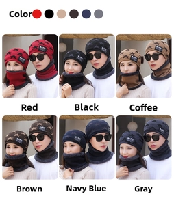 Conjunto de gorro de punto y calentador de cuello con estrellas y forro polar de invierno