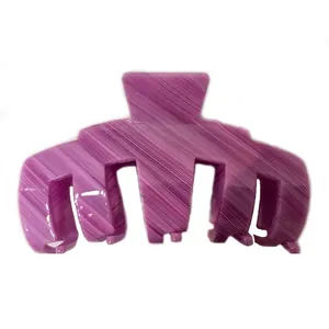 Pince à cheveux élégante en acétate de cellulose à rayures violettes pour cheveux épais