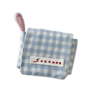 Mini bolsa de almacenamiento para auriculares de tela de cuadros azules y blancos