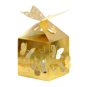 Elegante goldene Geschenkschachtel mit Schmetterlings-Hohlraum-Design für Hochzeiten