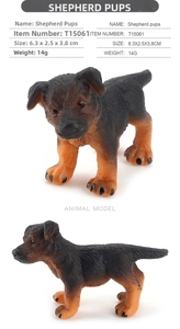 Detailed realistic shepherd pup miniature model with size 6.3x2.5x3.8cm and hair texture