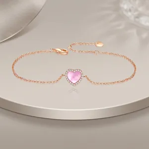 Heart Bracelet Copper Alloy Rhinestone Inlaid Mother Of Artificial Pearl Inlay Elegant Adjustable Fashion Jewelry For Women