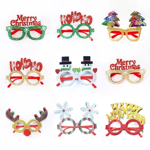 Set of nine glittery Christmas and New Year party eyewear in a clean grid layout