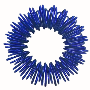 Blue metal spring finger massage ring for stress relief and sensory therapy