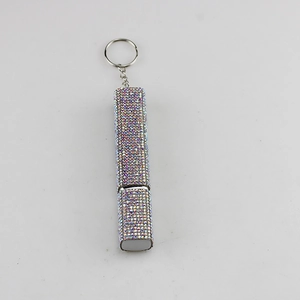 Sparkling rhinestone 10ml refillable perfume spray bottle with metal keychain