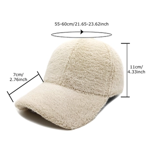 Winter warm faux mink fur baseball cap in beige with size dimensions for women