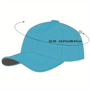 Size chart showing adjustable 56-61cm circumference for sky blue baseball cap