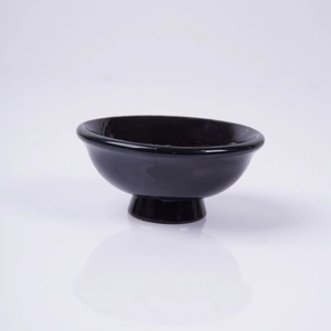 6.5cm miniature Japanese ramen bowl model with black glossy finish and round base