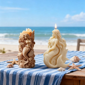 Stampo In Silicone Sirena 3D Tema Oceano DIY Candela Sapone Resina Strumento Di Fusione Flessibile Stile Marino