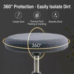 Dustproof elastic round stool cover in grey jacquard fabric with 360-degree protection