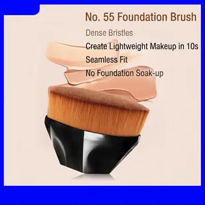 Petal Shape Foundation Brush Synthetic Fiber Bristles Hexagonal ABS Handle Seamless Face Makeup Tool With Case Portable