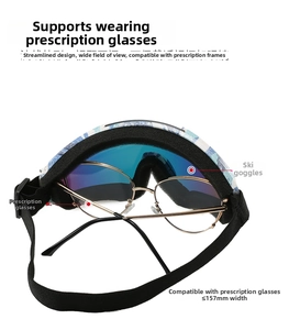 Detail showing OTG ski goggles with 157mm internal space for prescription glasses