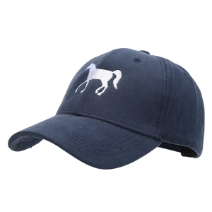 Gorra de béisbol de forro polar azul marino clásica con bordado de caballo blanco
