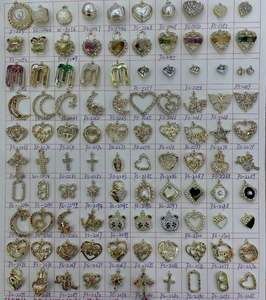 Assorted DIY alloy pendants with faux pearls and zircons in various shapes and designs