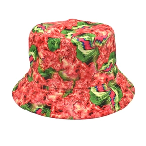 Reversible bucket hat with vibrant psychedelic abstract print for outdoor sun protection