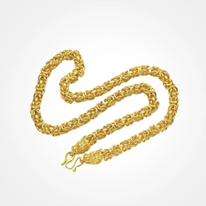 Lujoso collar de cabeza de dragón dorado con cadena trenzada en espiral para hombres
