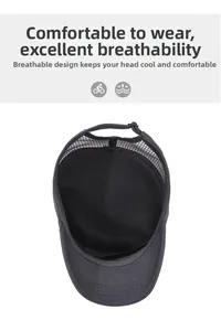 Innendetail der dunkelgrauen Military-Cap mit atmungsaktivem Mesh und verstellbarem Riemen