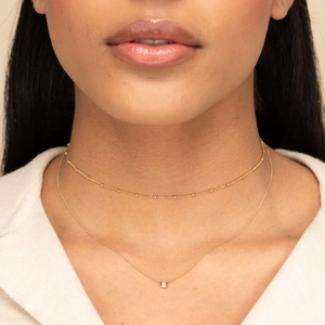 Minimalist Pendant Necklace 18K Gold Plated Stainless Steel Round Inlaid Cubic Zirconia Waterproof Clavicle Chain For Women