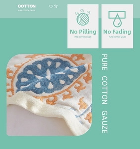 Macro view of 4-layer cotton gauze pillow towel with non-pilling and colorfast fabric
