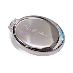 Portable silver folding mirror hairbrush set with personalized Richard Carter engraving