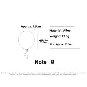 Detail showing dimensions of alloy OT buckle necklace with 65.6cm chain and sphere pendant