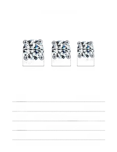 Specifiche delle dimensioni e parametri del peso dei piccoli orecchini in argento e moissanite