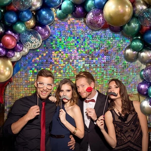 Tenda disco in alluminio laser e arco di palloncini colorati per festa decor