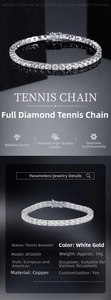 Detailed product specification of white gold tennis bracelet with zircon in copper