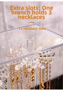 Rotating acrylic necklace stand with 72 hooks and multi-layer branch structure