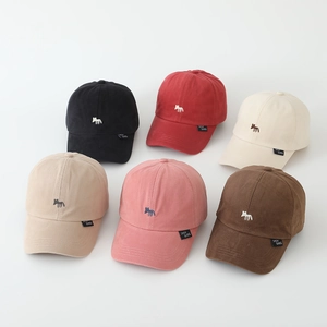 Kids cotton baseball caps featuring cartoon fox embroidery in six assorted solid colors