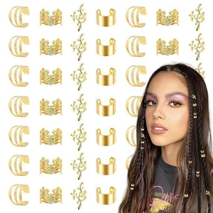 Anneaux De Tresse En Métal Creux Bijoux De Cheveux Filigrane Couronne Feuille Accessoires Dreadlock Extensions Réglables Pour Femmes