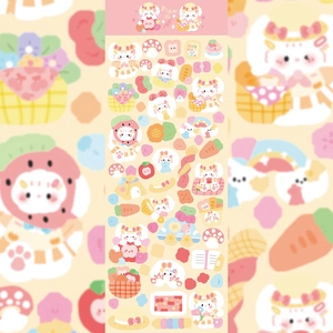 Detail of cute laser animal stickers with picnic theme for DIY scrapbooking and planners