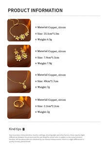 Détails du produit pour parure de bijoux vintage en zircon avec dimensions et matériaux