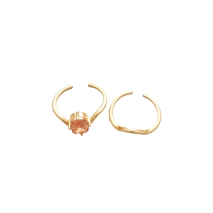 18k gold plated butterfly zircon ring set featuring a square orange cushion cut stone