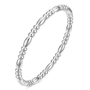 Minimalist 5mm stainless steel bamboo joint bracelet with polished geometric link design