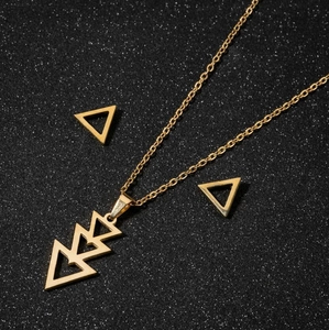Parure de bijoux en acier inoxydable doré avec pendentif géométrique et boucles d'oreilles