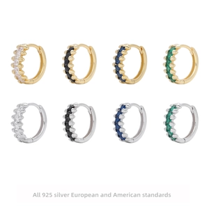 925 Sterling Silver Zirconia Hoop Earrings Hypoallergenic Gold Plated Geometric Micro Inlaid Earrings For Women Jewelry Gift